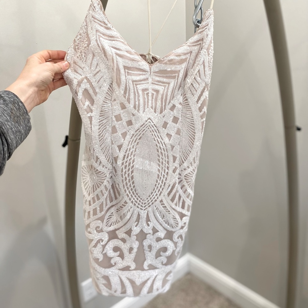 BEAUTIFUL sequin white mini dress